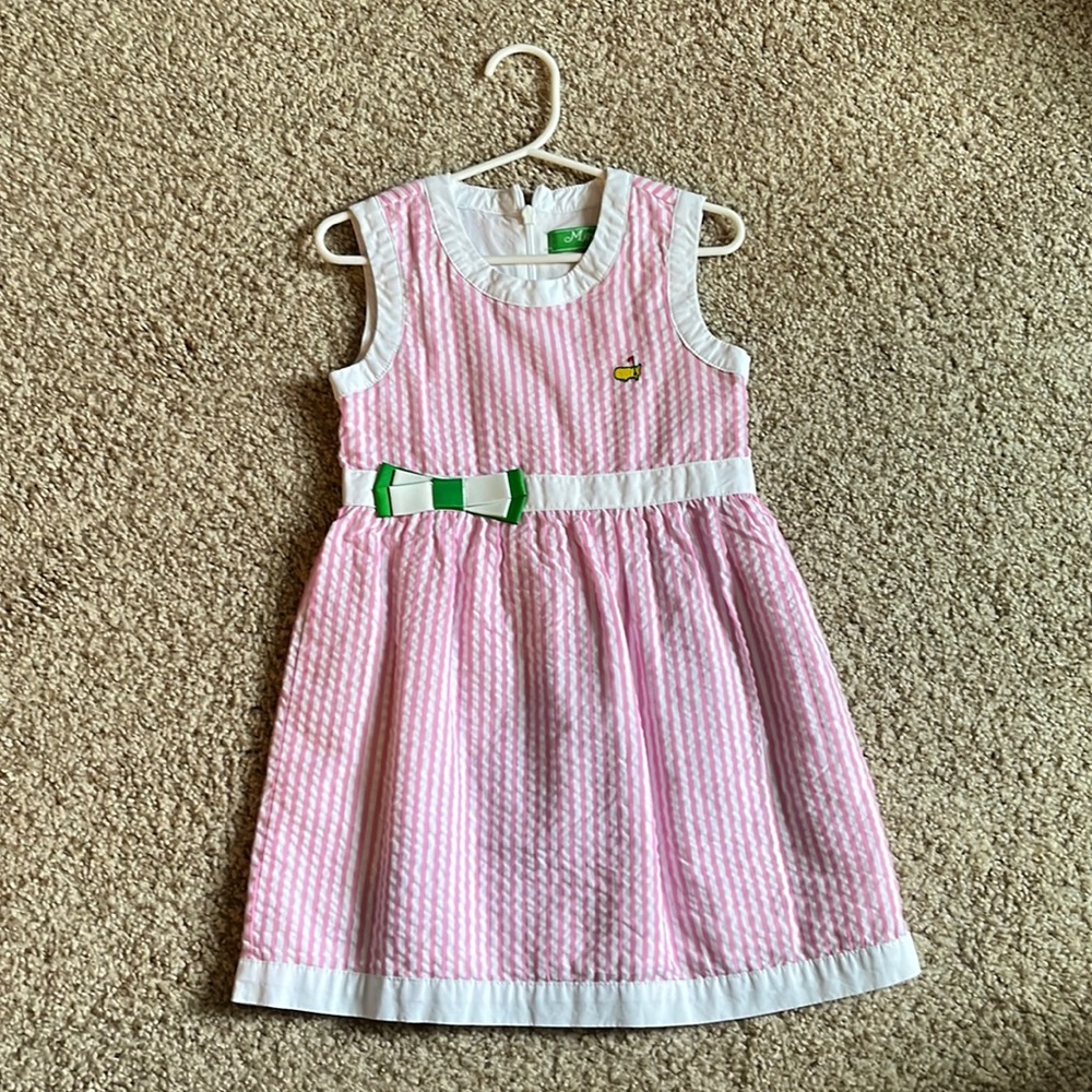 Pink seersucker Masters dress